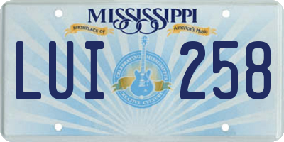 MS license plate LUI258