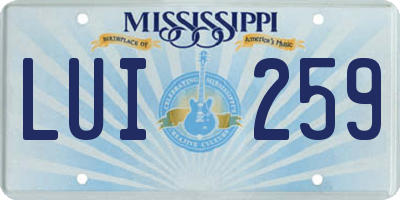 MS license plate LUI259