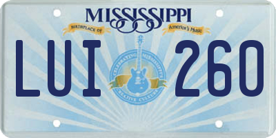 MS license plate LUI260