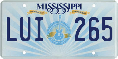MS license plate LUI265