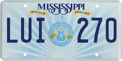 MS license plate LUI270