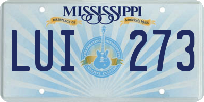 MS license plate LUI273