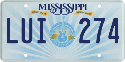 MS license plate LUI274