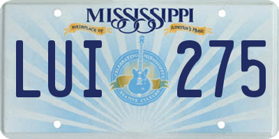 MS license plate LUI275