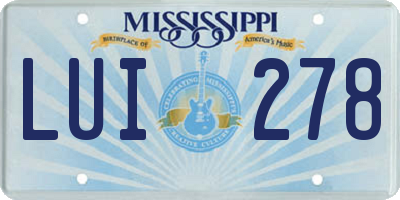 MS license plate LUI278