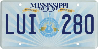 MS license plate LUI280