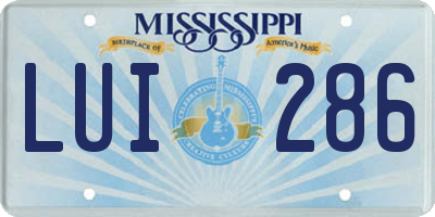 MS license plate LUI286
