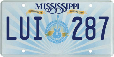 MS license plate LUI287