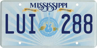 MS license plate LUI288
