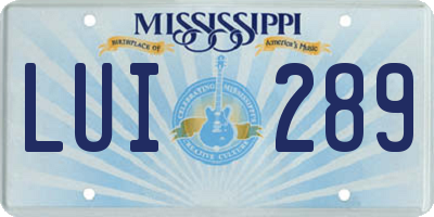 MS license plate LUI289