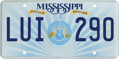 MS license plate LUI290