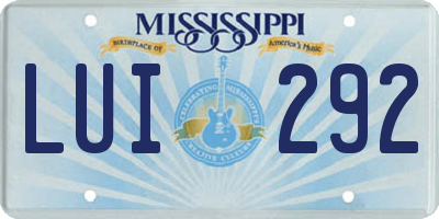 MS license plate LUI292