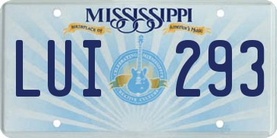 MS license plate LUI293