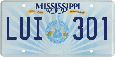 MS license plate LUI301