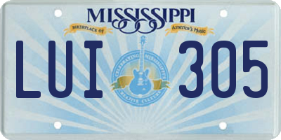 MS license plate LUI305