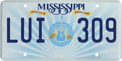 MS license plate LUI309