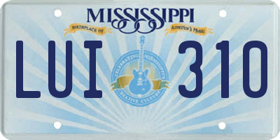 MS license plate LUI310