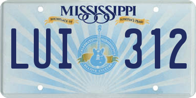 MS license plate LUI312