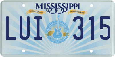 MS license plate LUI315