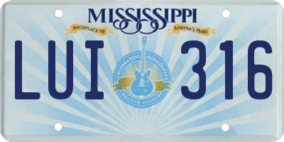 MS license plate LUI316