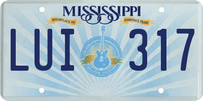 MS license plate LUI317