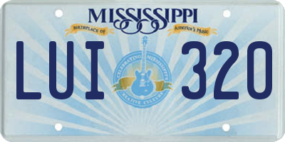 MS license plate LUI320
