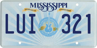 MS license plate LUI321
