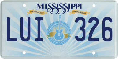 MS license plate LUI326