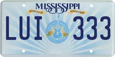 MS license plate LUI333