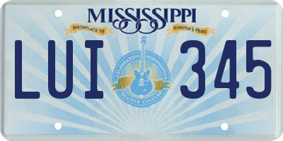 MS license plate LUI345