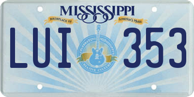 MS license plate LUI353