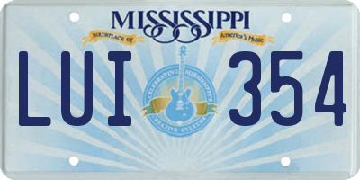 MS license plate LUI354