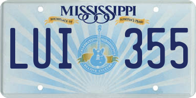 MS license plate LUI355