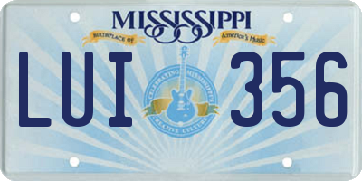 MS license plate LUI356
