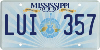 MS license plate LUI357