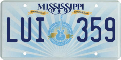 MS license plate LUI359