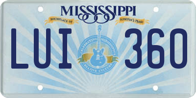 MS license plate LUI360