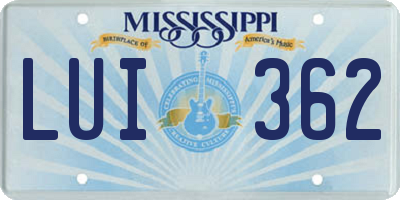 MS license plate LUI362