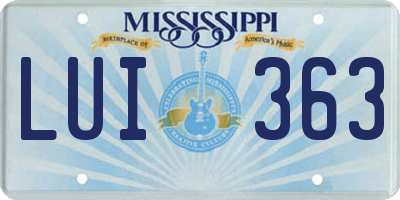 MS license plate LUI363
