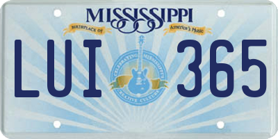 MS license plate LUI365