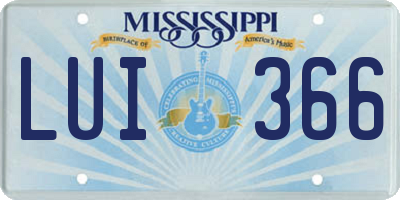 MS license plate LUI366