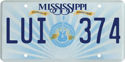 MS license plate LUI374