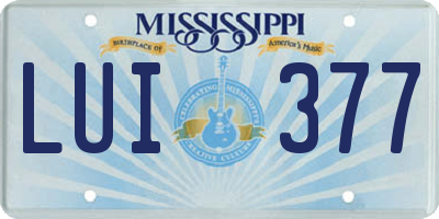 MS license plate LUI377