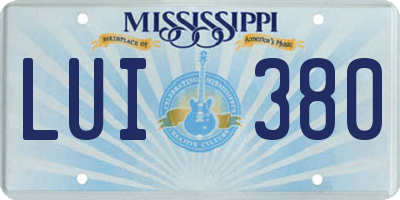 MS license plate LUI380