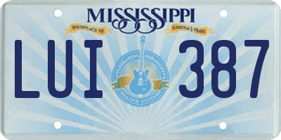 MS license plate LUI387