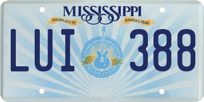 MS license plate LUI388