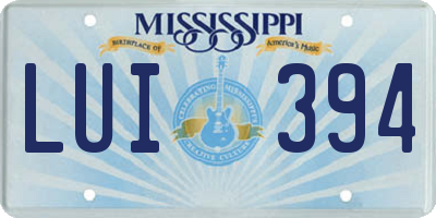 MS license plate LUI394