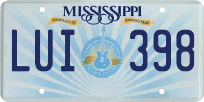 MS license plate LUI398