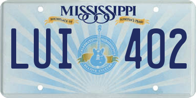 MS license plate LUI402