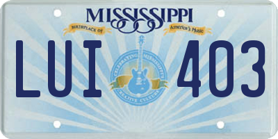 MS license plate LUI403